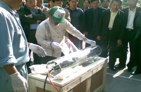 下水補修技術実演の交流現場
